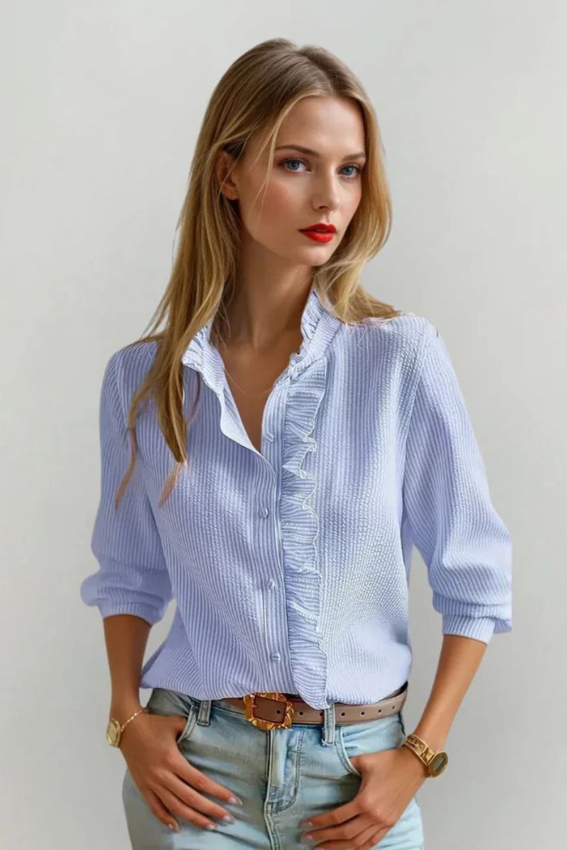 Blusa Elegante da Lavoro Lucia | Camicia a Maniche Lunghe con Bottoni per Ufficio e Business Casual