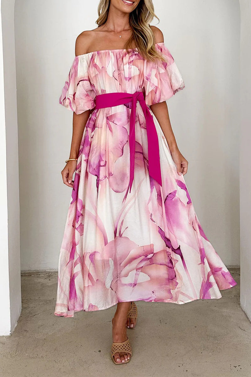 Abito A-Line Corinna | Vestito Elegante con Spalle Scoperte e Stampa Floreale TIAMUSE Dresses/Floral Dresses