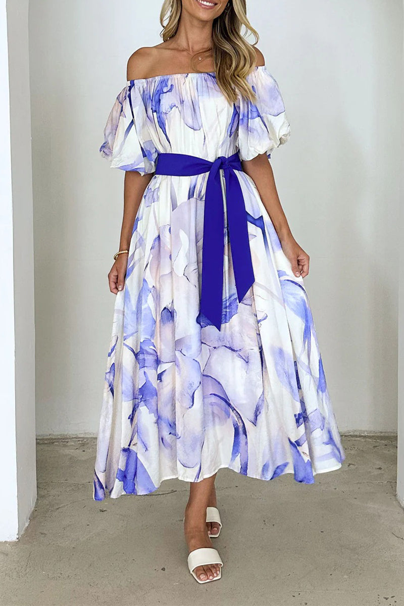 Abito A-Line Corinna | Vestito Elegante con Spalle Scoperte e Stampa Floreale TIAMUSE Dresses/Floral Dresses