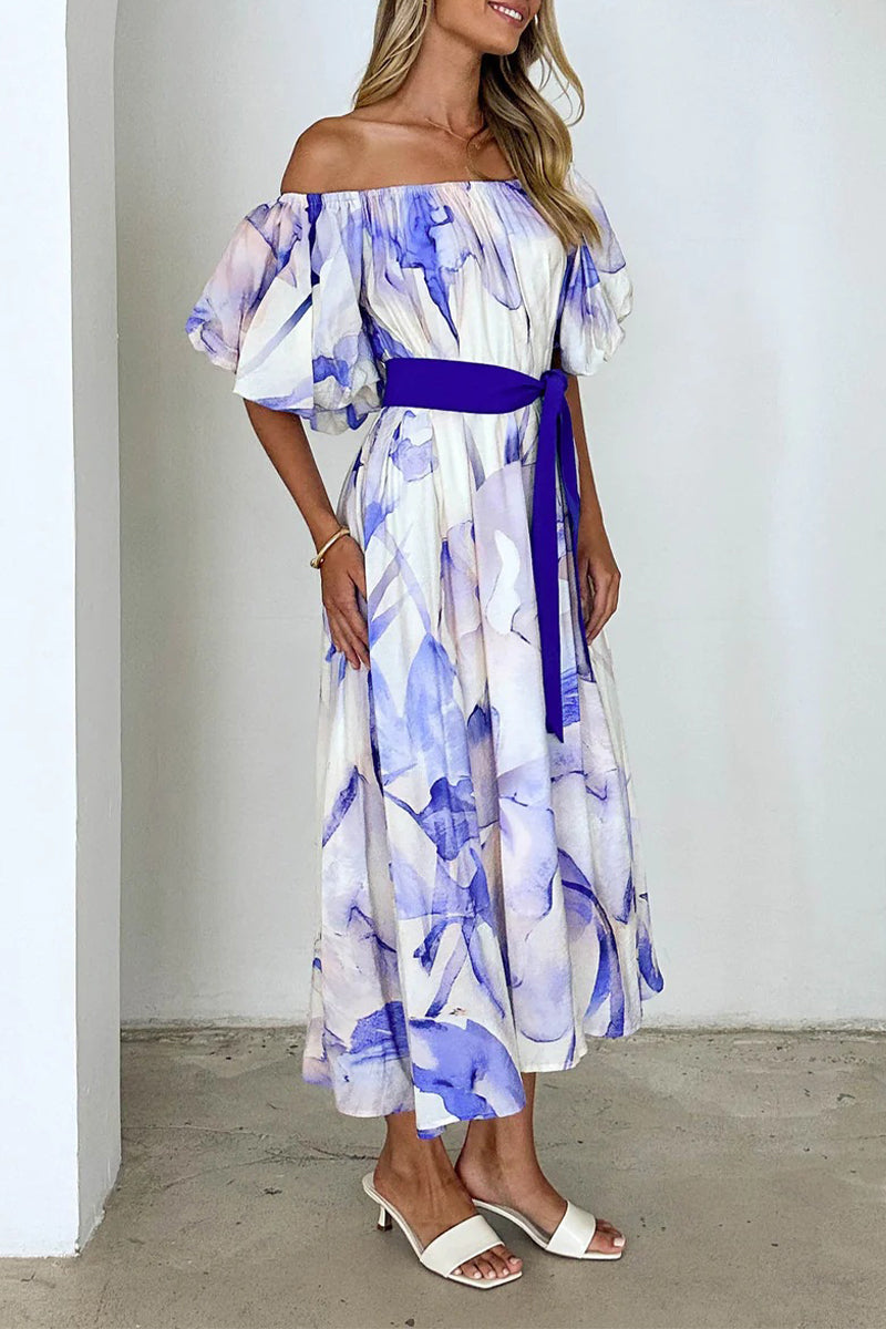 Abito A-Line Corinna | Vestito Elegante con Spalle Scoperte e Stampa Floreale TIAMUSE Dresses/Floral Dresses