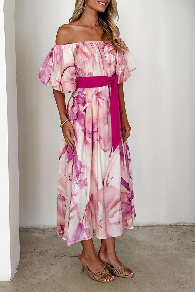 Abito A-Line Corinna | Vestito Elegante con Spalle Scoperte e Stampa Floreale TIAMUSE Dresses/Floral Dresses