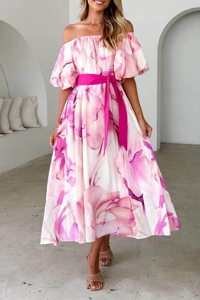 Abito A-Line Corinna | Vestito Elegante con Spalle Scoperte e Stampa Floreale TIAMUSE Dresses/Floral Dresses