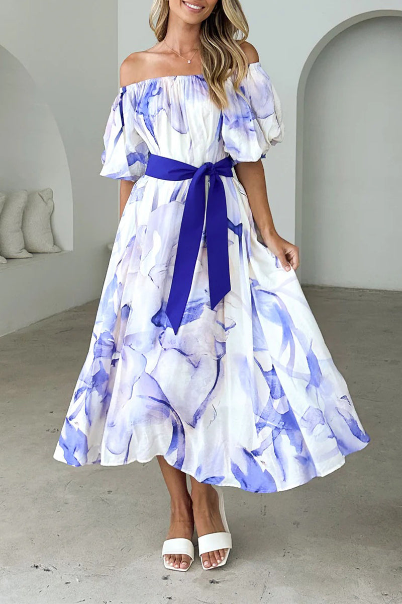Abito A-Line Corinna | Vestito Elegante con Spalle Scoperte e Stampa Floreale TIAMUSE Dresses/Floral Dresses