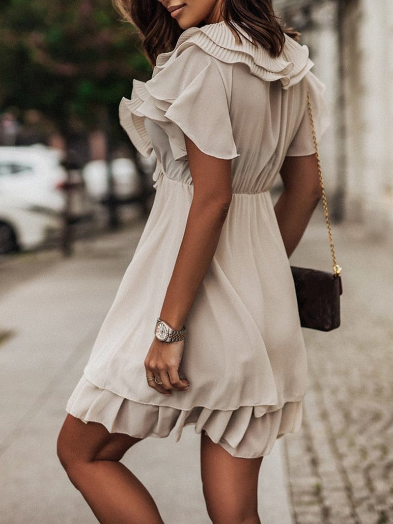 Abito Corto Donna Fabia con Volant | Stile Elegante per il Quotidiano e le Occasioni Speciali TIAMUSE Vestito
