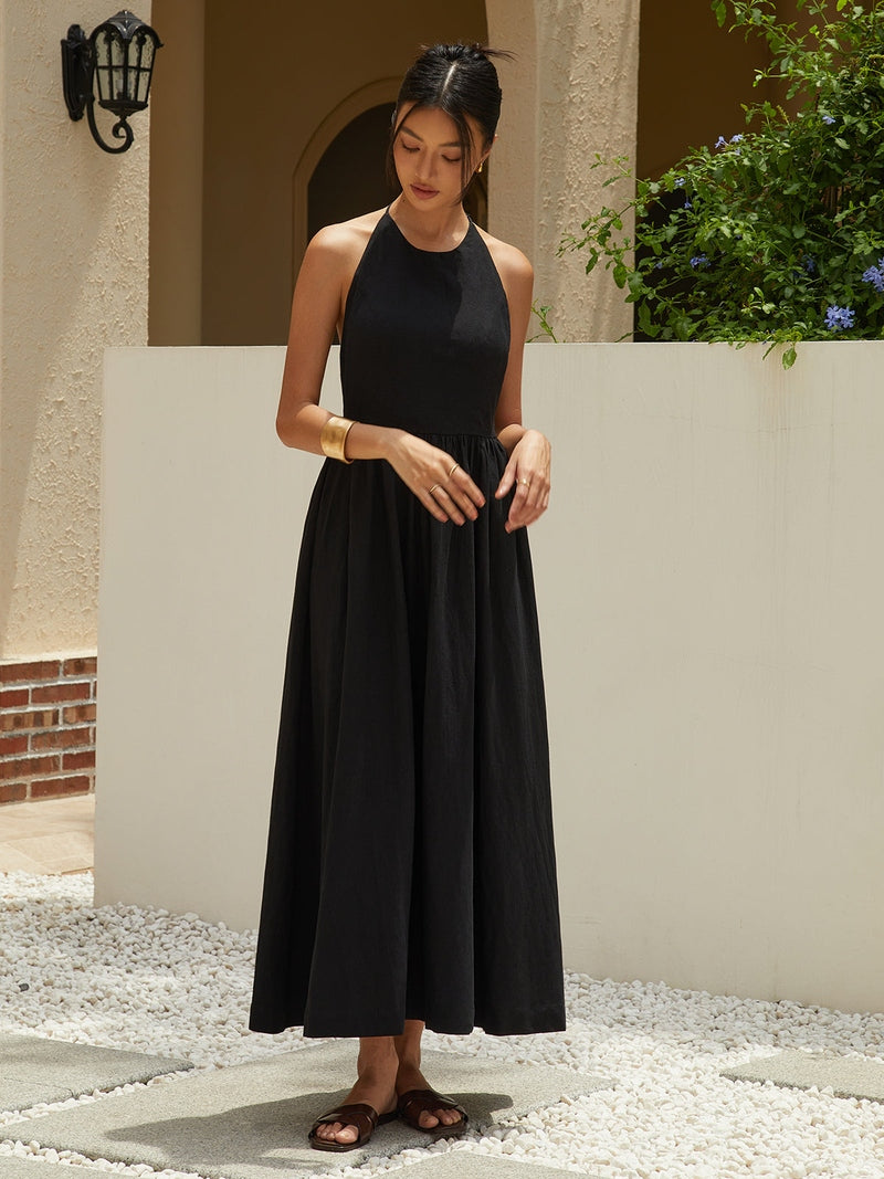Abito Lungo Senza Schiena per Tutti i Giorni e Occasioni Speciali | Abito in Lino Laia TIAMUSE Dresses