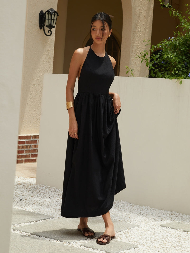 Abito Lungo Senza Schiena per Tutti i Giorni e Occasioni Speciali | Abito in Lino Laia TIAMUSE Dresses