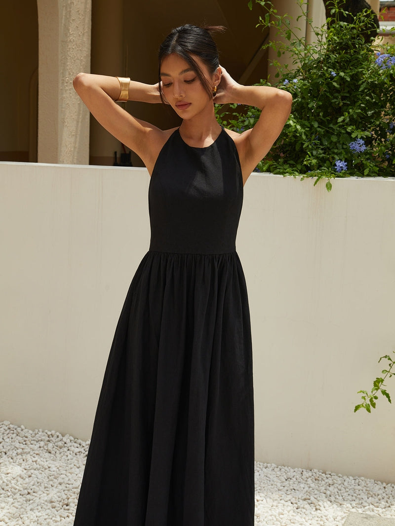 Abito Lungo Senza Schiena per Tutti i Giorni e Occasioni Speciali | Abito in Lino Laia TIAMUSE Dresses