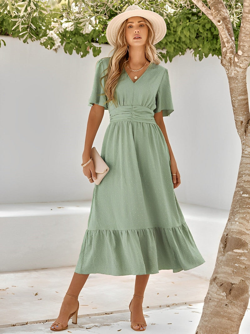 Abito Lungo Versatile ed Elegante per Ogni Occasione con Cintura e Drapeeggio | Marcela TIAMUSE Abito