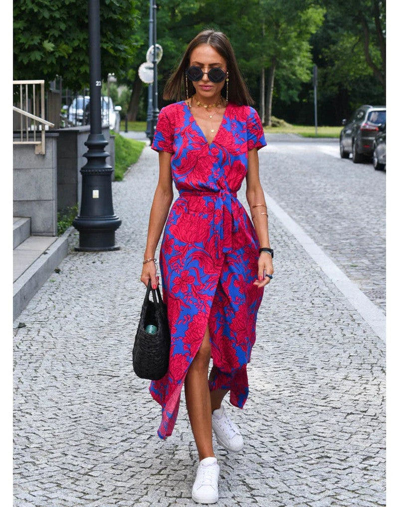 Abito Maxi Donna Marcella | Vestito Colorato a Maniche Corte per Primavera & Estate 2025 TIAMUSE Maxi Dresses