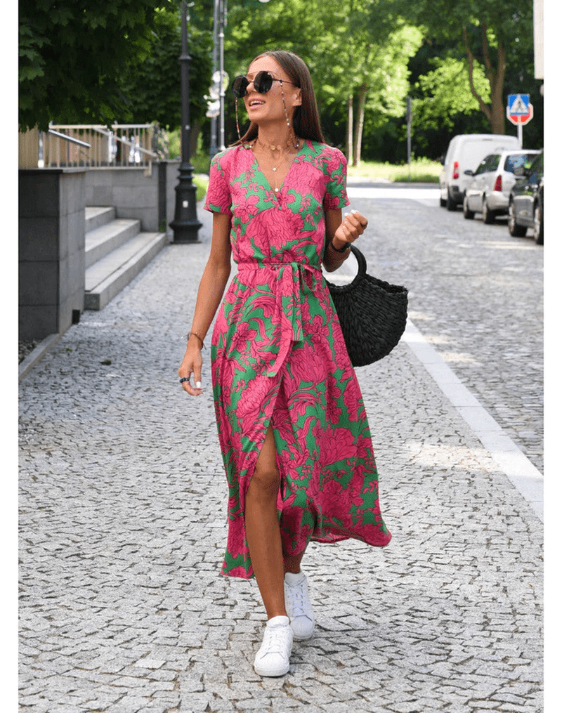 Abito Maxi Donna Marcella | Vestito Colorato a Maniche Corte per Primavera & Estate 2025 TIAMUSE Maxi Dresses