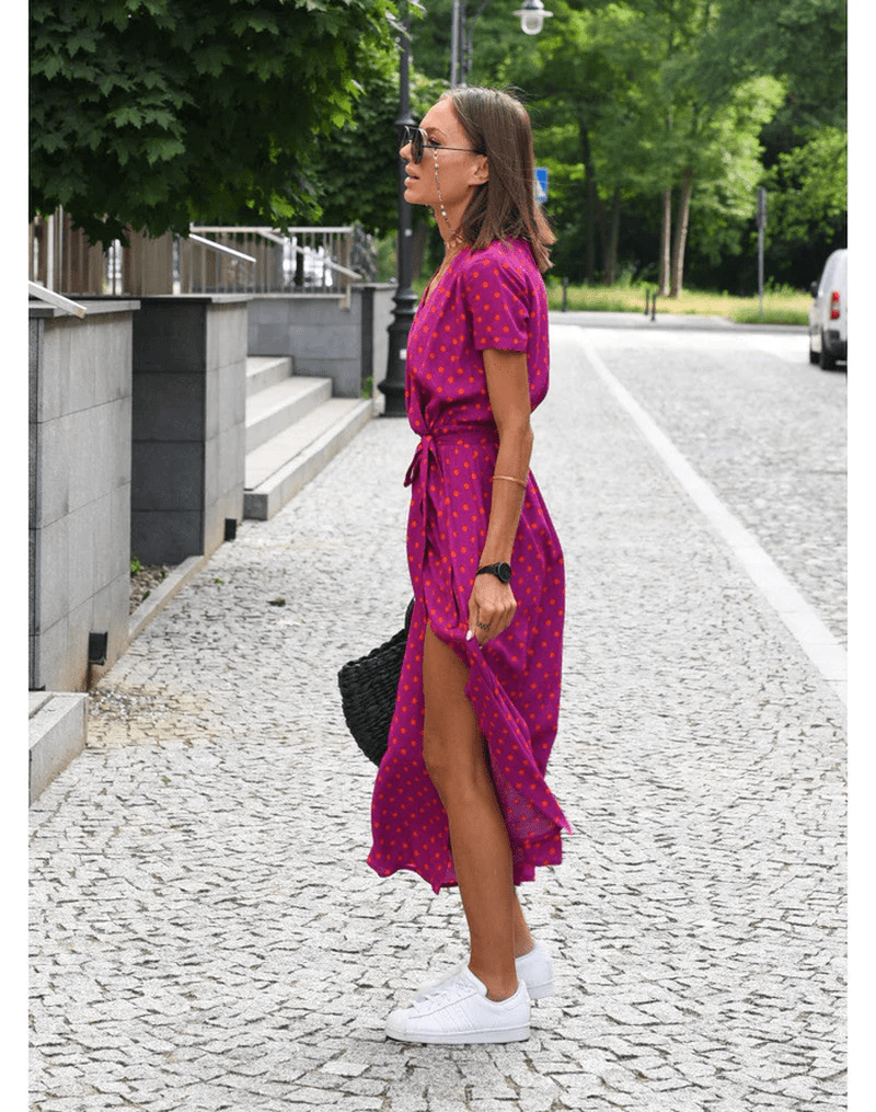 Abito Maxi Donna Marcella | Vestito Colorato a Maniche Corte per Primavera & Estate 2025 TIAMUSE Maxi Dresses