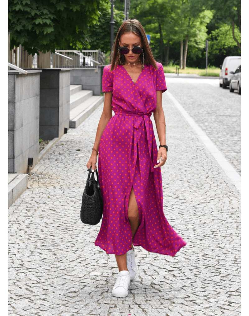Abito Maxi Donna Marcella | Vestito Colorato a Maniche Corte per Primavera & Estate 2025 TIAMUSE Maxi Dresses
