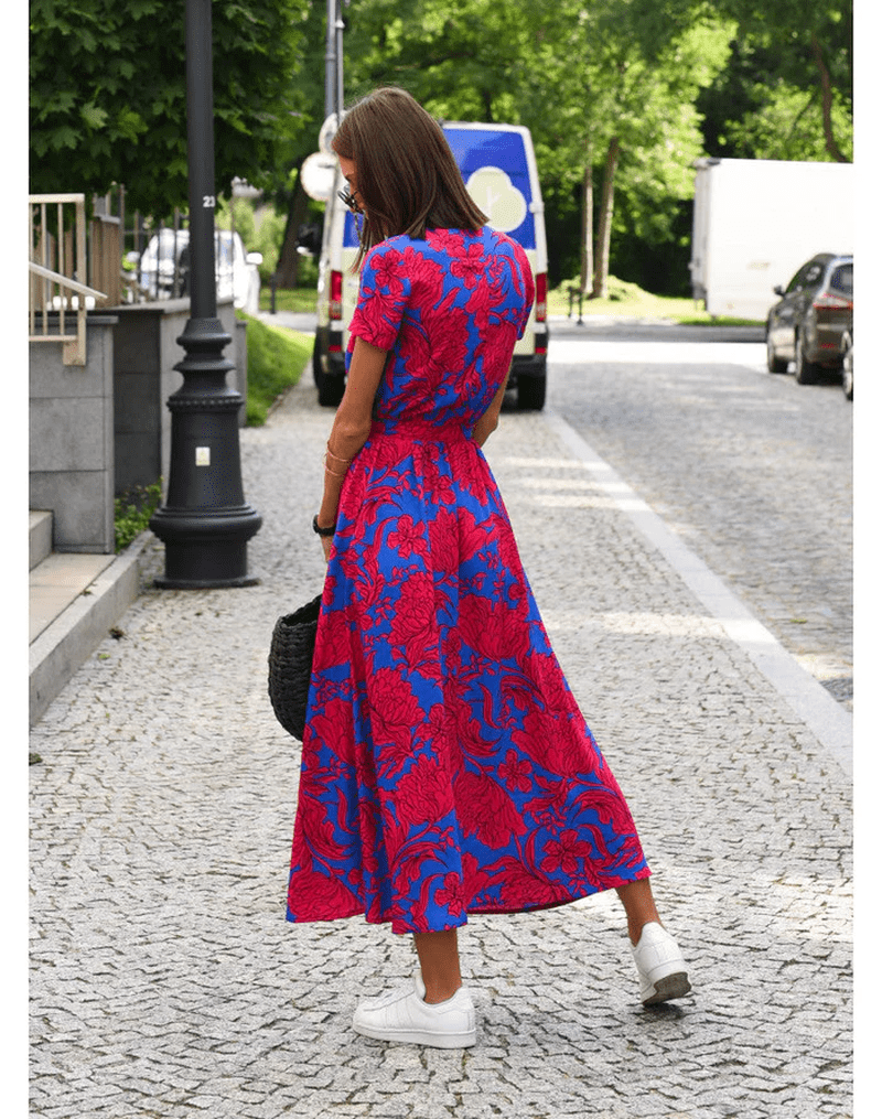 Abito Maxi Donna Marcella | Vestito Colorato a Maniche Corte per Primavera & Estate 2025 TIAMUSE Maxi Dresses