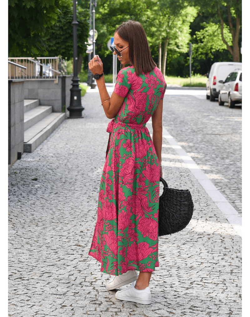 Abito Maxi Donna Marcella | Vestito Colorato a Maniche Corte per Primavera & Estate 2025 TIAMUSE Maxi Dresses