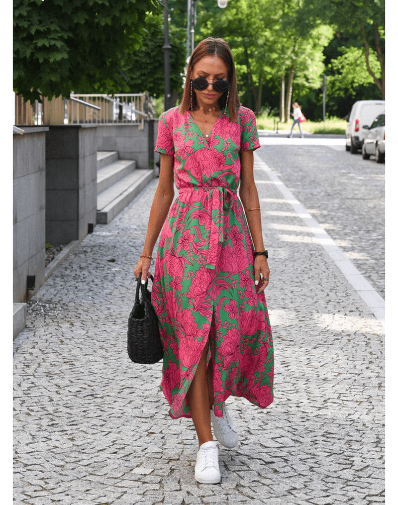 Abito Maxi Donna Marcella | Vestito Colorato a Maniche Corte per Primavera & Estate 2025 TIAMUSE Maxi Dresses