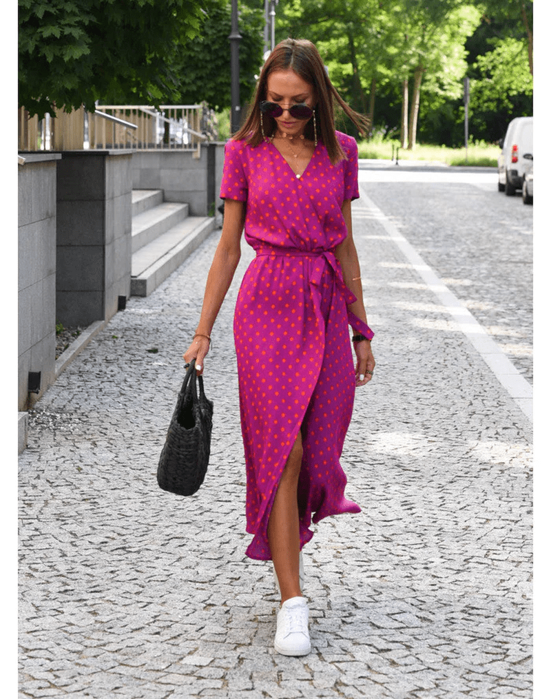 Abito Maxi Donna Marcella | Vestito Colorato a Maniche Corte per Primavera & Estate 2025 TIAMUSE Maxi Dresses