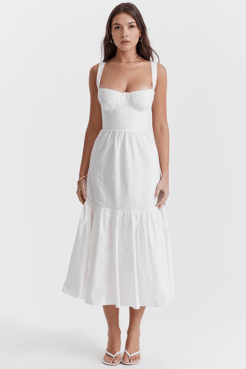 Abito Midi Elegante Camille | Vestito Estivo Floreale con Scollo Quadrato TIAMUSE VESTITO MIDI CAMILLE