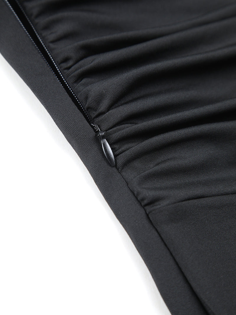 Abito Midi Nero per Cerimonie e Serate Eleganti | Modello a Fiori con Spalle Scoperte - Emilis TIAMUSE Abito GLAM