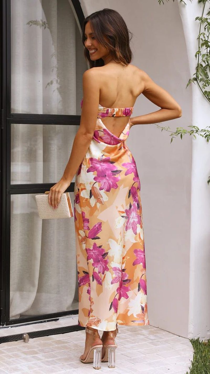 Abito da Donna in Raso Senza Spalline – Chic e Luminoso per Occasioni Eleganti TIAMUSE Abito