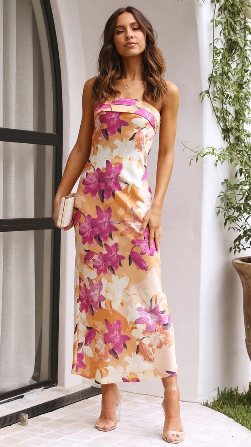 Abito da Donna in Raso Senza Spalline – Chic e Luminoso per Occasioni Eleganti TIAMUSE Abito