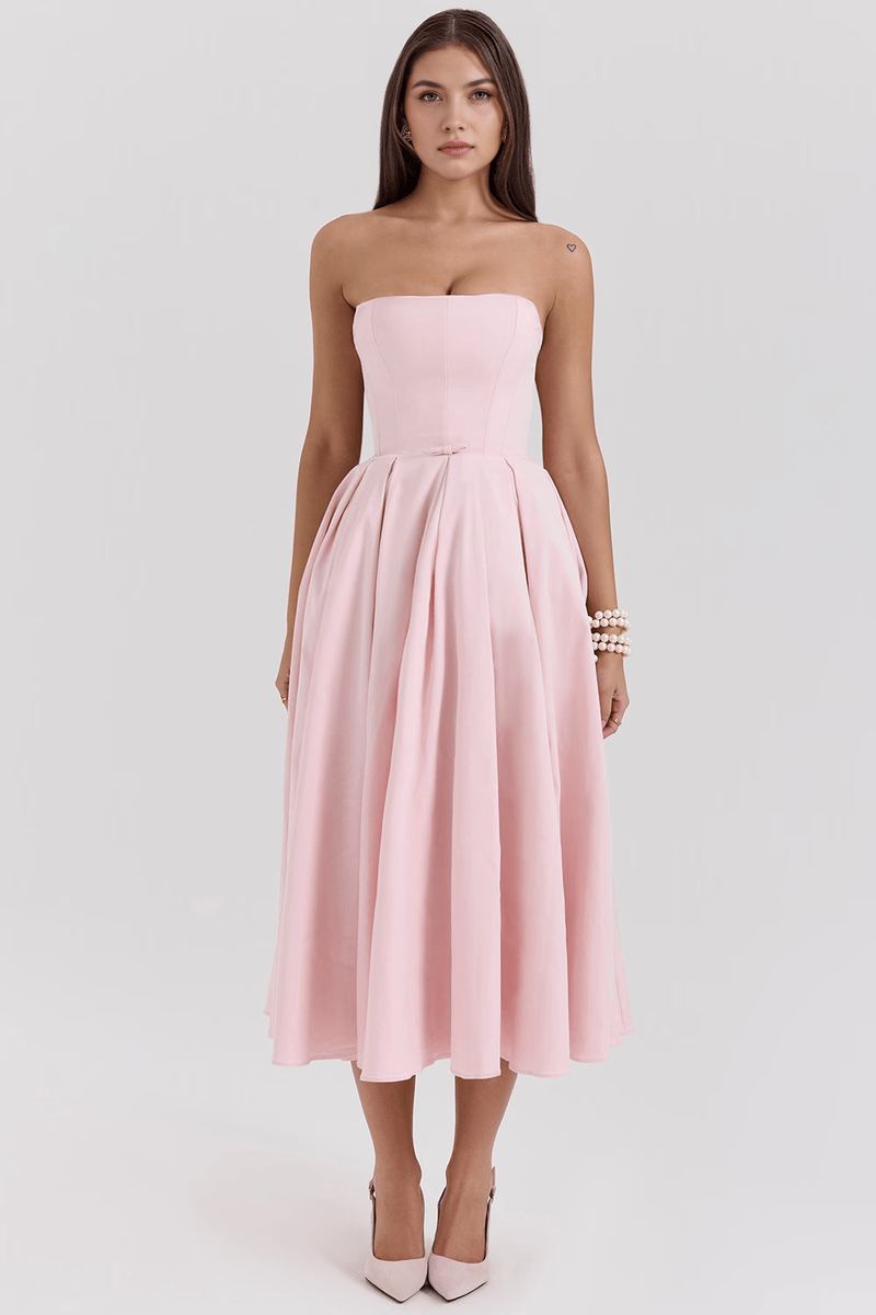 Abito donna Midi Corset Rosa - Tendenza 2025 per feste e uscite casual | Tiamusi TIAMUSE Dress Bustier