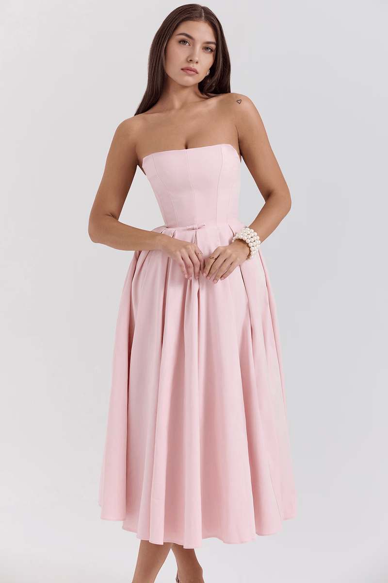 Abito donna Midi Corset Rosa - Tendenza 2025 per feste e uscite casual | Tiamusi TIAMUSE Dress Bustier