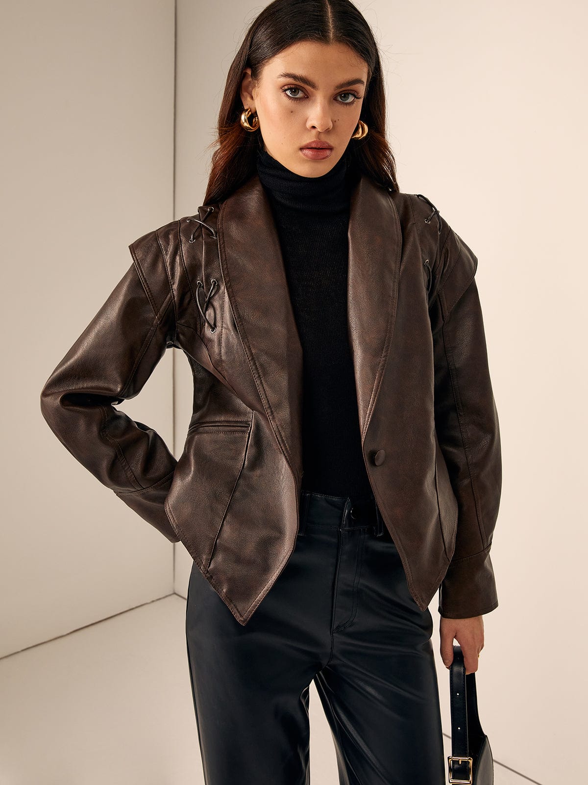 Blazer in Pelle Sagomato con Cintura | Slim con cintura, chic da Ufficio & Sera TIAMUSE Outwear
