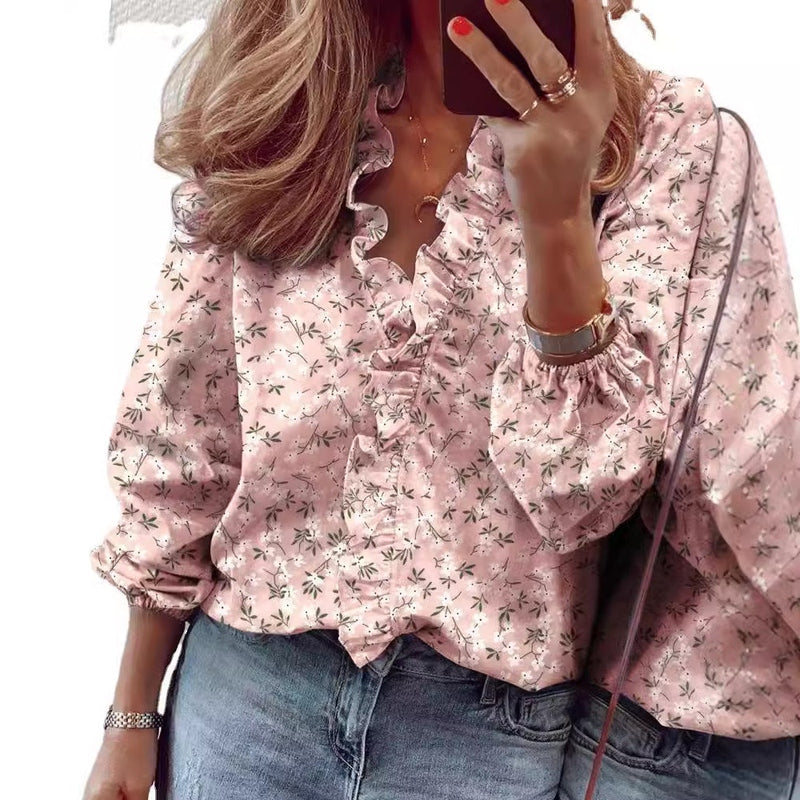 Blusa Arricciata da Donna Zoe | Blusa con Maniche Lunghe e Orlo Arricciato per Ufficio e Uso Quotidiano TIAMUSE Blusa