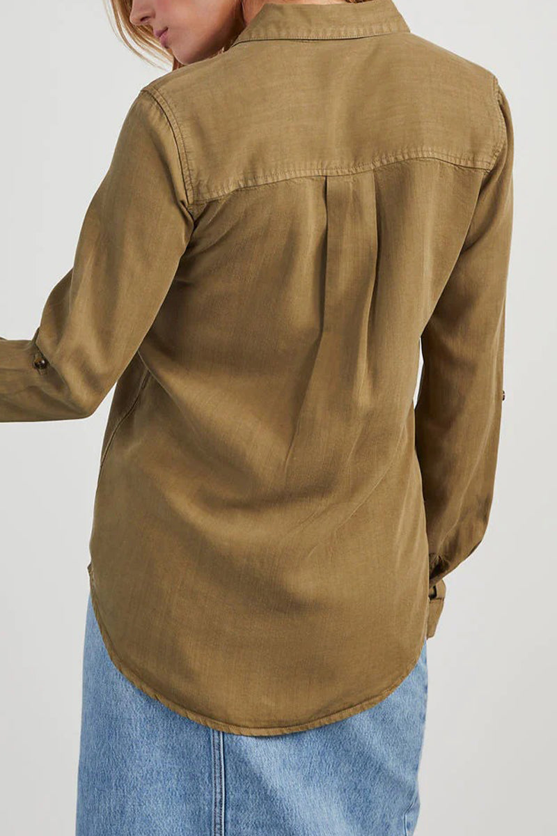 Blusa Casual Elegante con Tasche e Collo Ribattuto | Camicia in Cotone e Denim TIAMUSE Tops/Blouses & Shirts