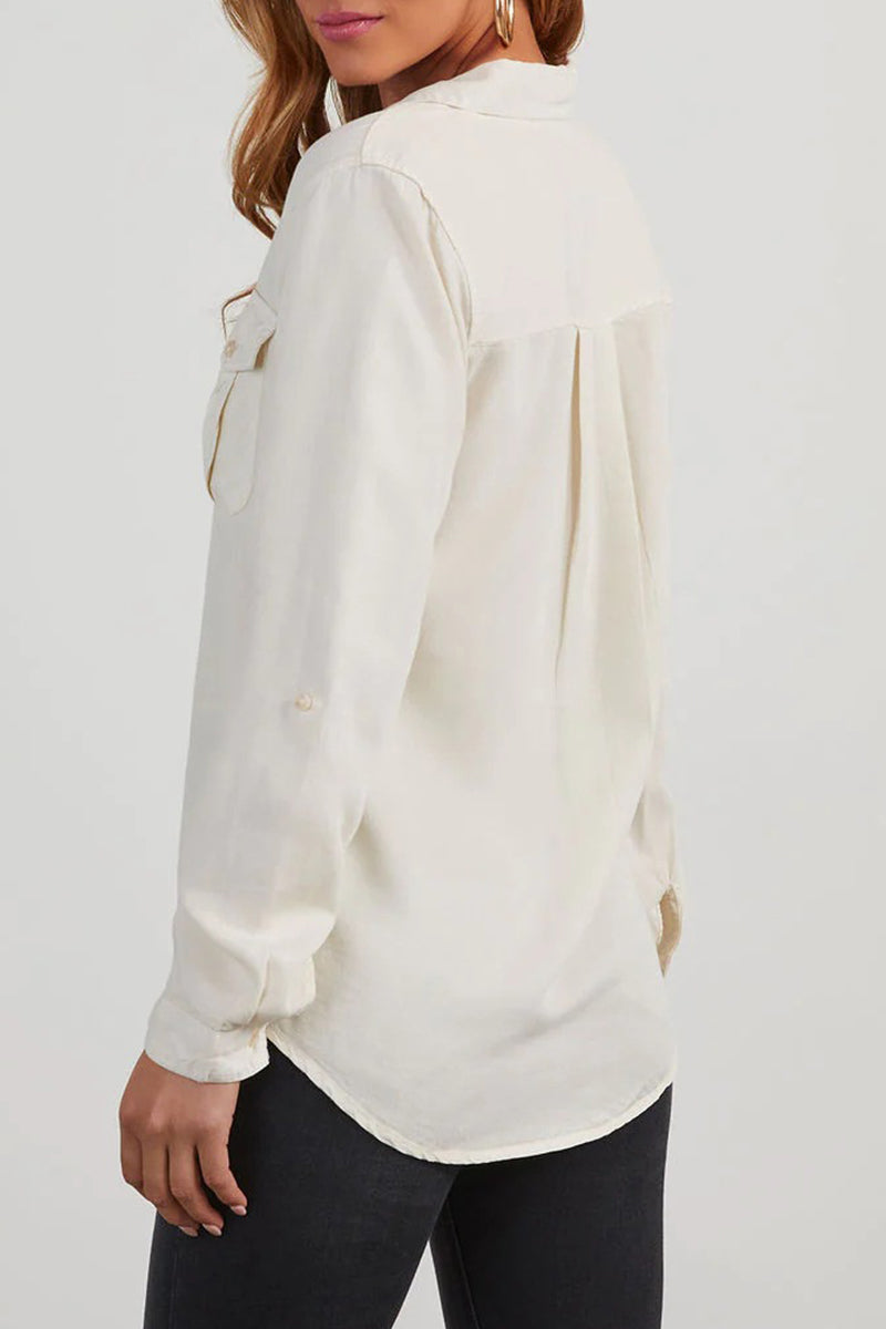 Blusa Casual Elegante con Tasche e Collo Ribattuto | Camicia in Cotone e Denim TIAMUSE Tops/Blouses & Shirts