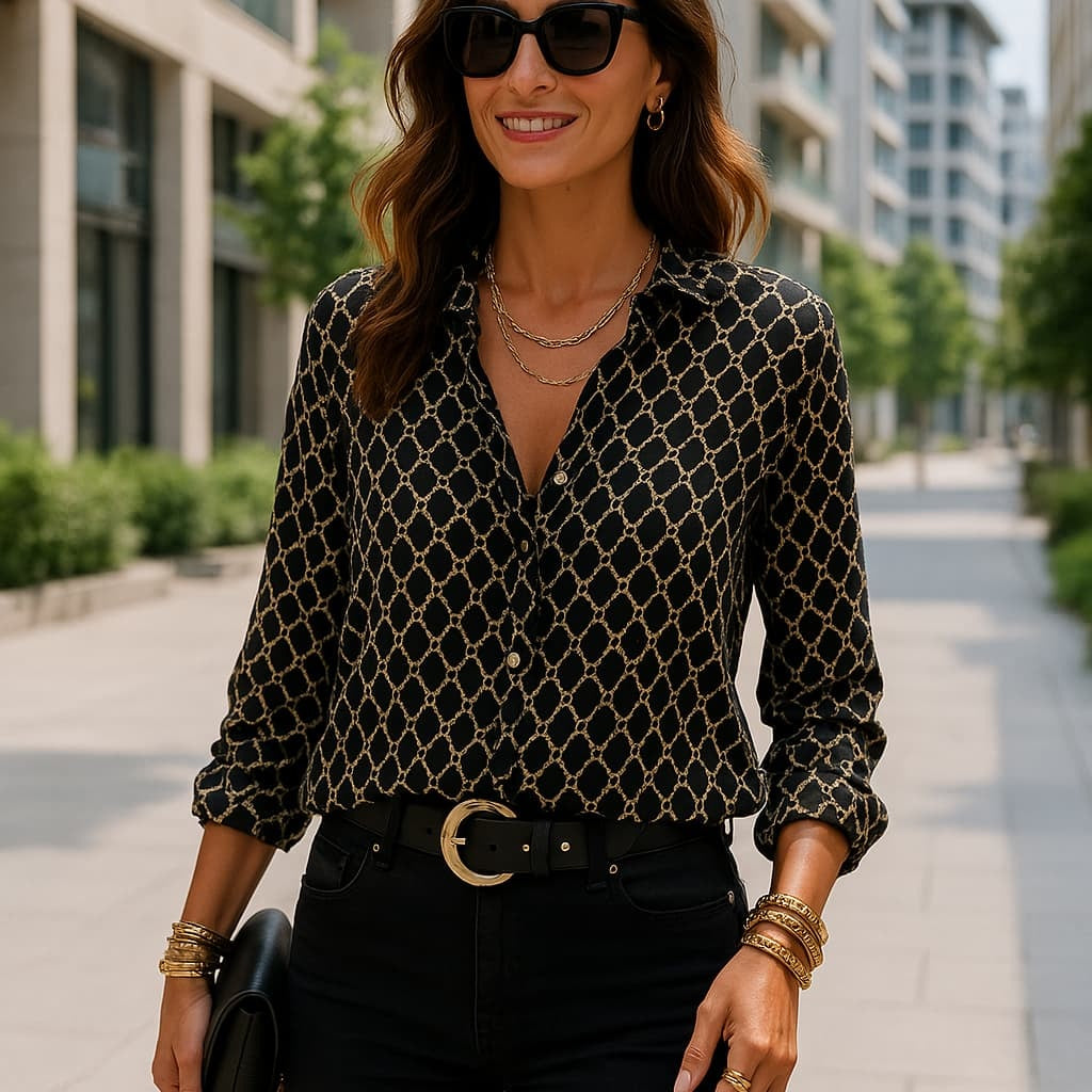 Blusa Elegante con Scollo a V per Donna | Leggera e alla Moda Eva TIAMUSE Blusa