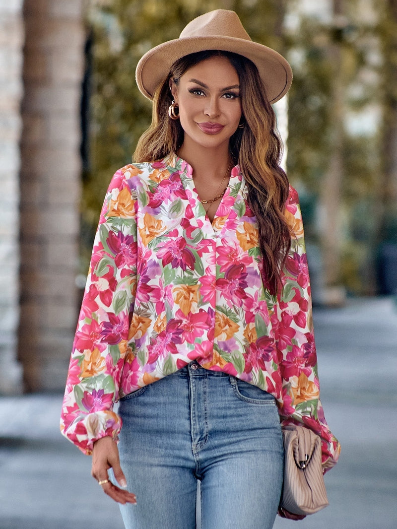 Blusa Floreale da Donna con Scollo a V per Primavera ed Estate in 3 Colori | Anita TIAMUSE Blusa
