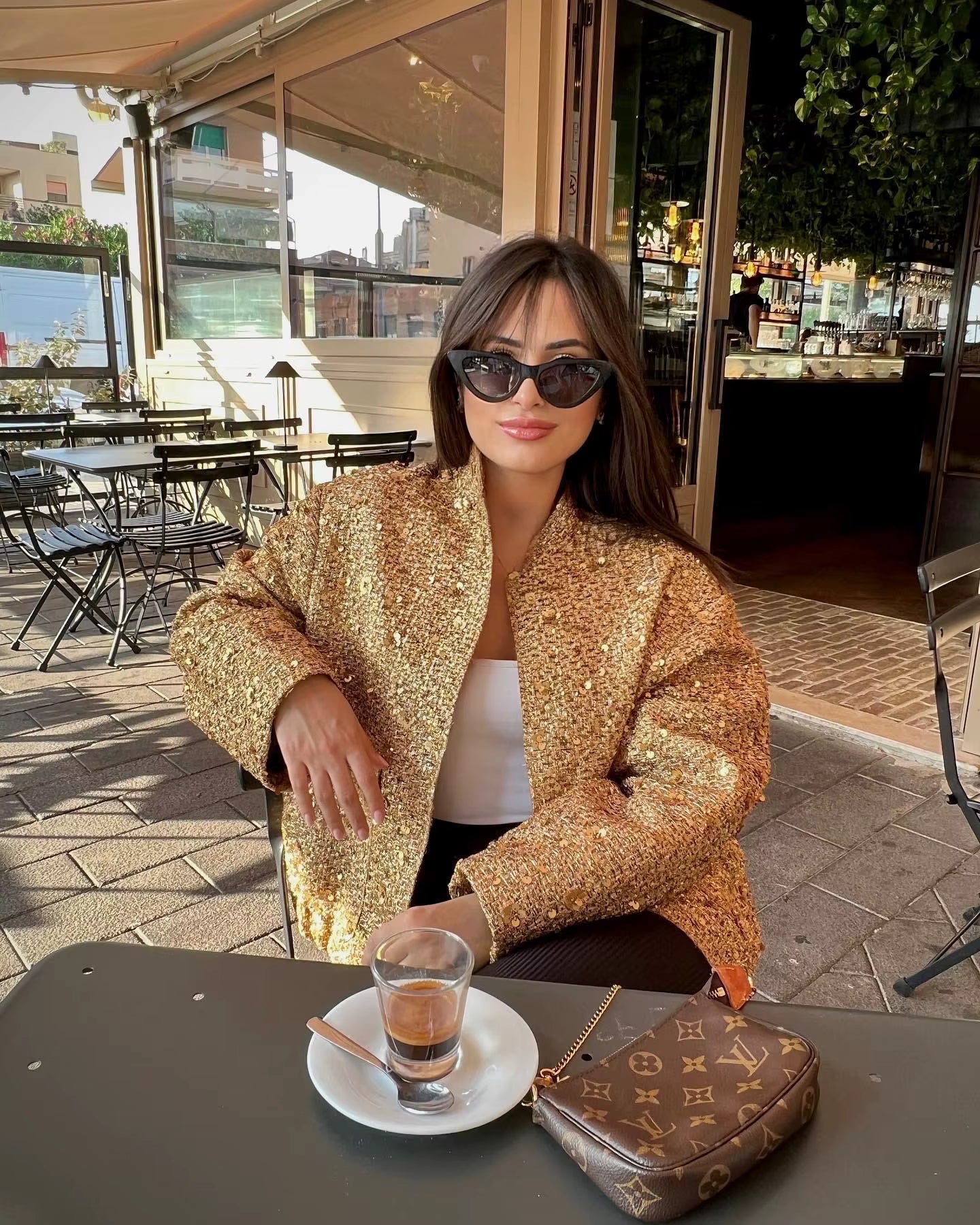 Bomber Oversize da Donna in Paillettes | Nero & Oro – per Tutti i Giorni e per Occasioni Speciali TIAMUSE Outwear