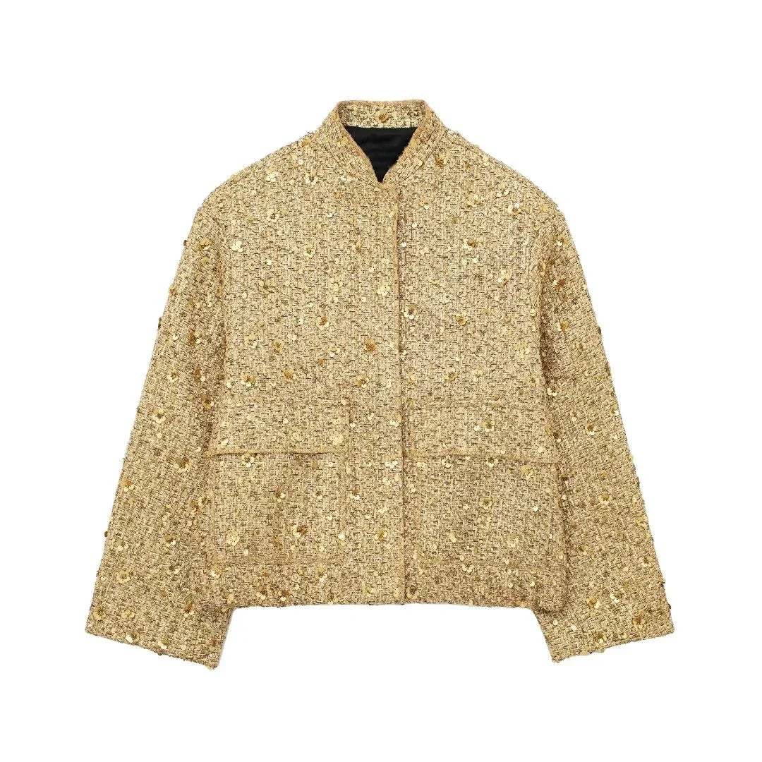 Bomber Oversize da Donna in Paillettes | Nero & Oro – per Tutti i Giorni e per Occasioni Speciali TIAMUSE Outwear