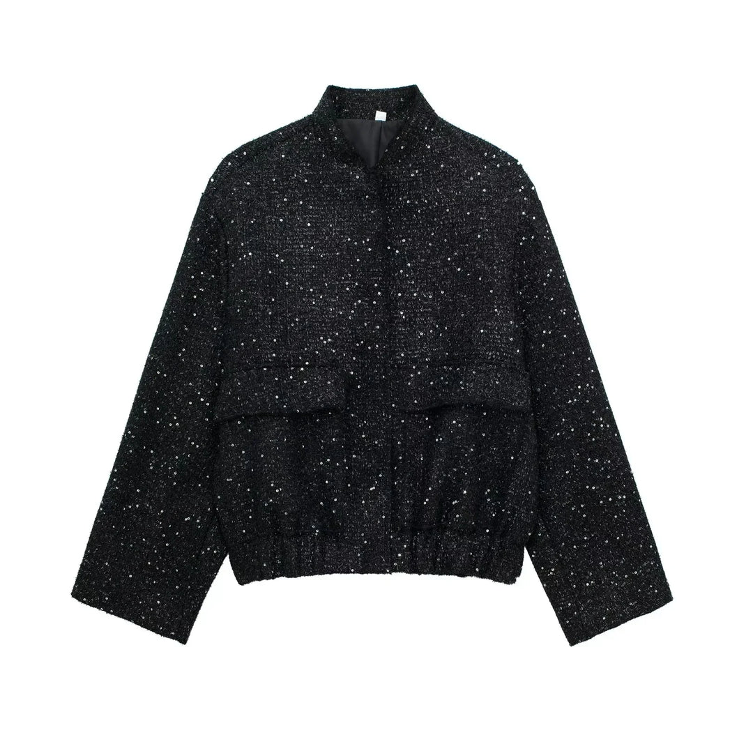 Bomber Oversize da Donna in Paillettes | Nero & Oro – per Tutti i Giorni e per Occasioni Speciali TIAMUSE Outwear
