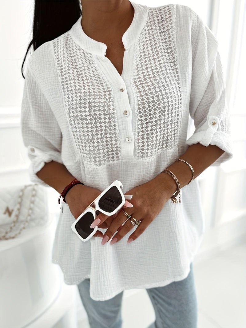 Camicia Bianca in Lino da Donna | Camicia con Bottoni Leggera e Confortevole per l’Estate 2025 TIAMUSE Camicia