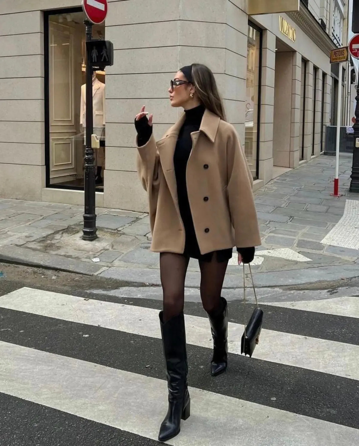 Cappotto Donna Elegante Doppiopetto | Corto, Cammello o Nero TIAMUSE Outwear