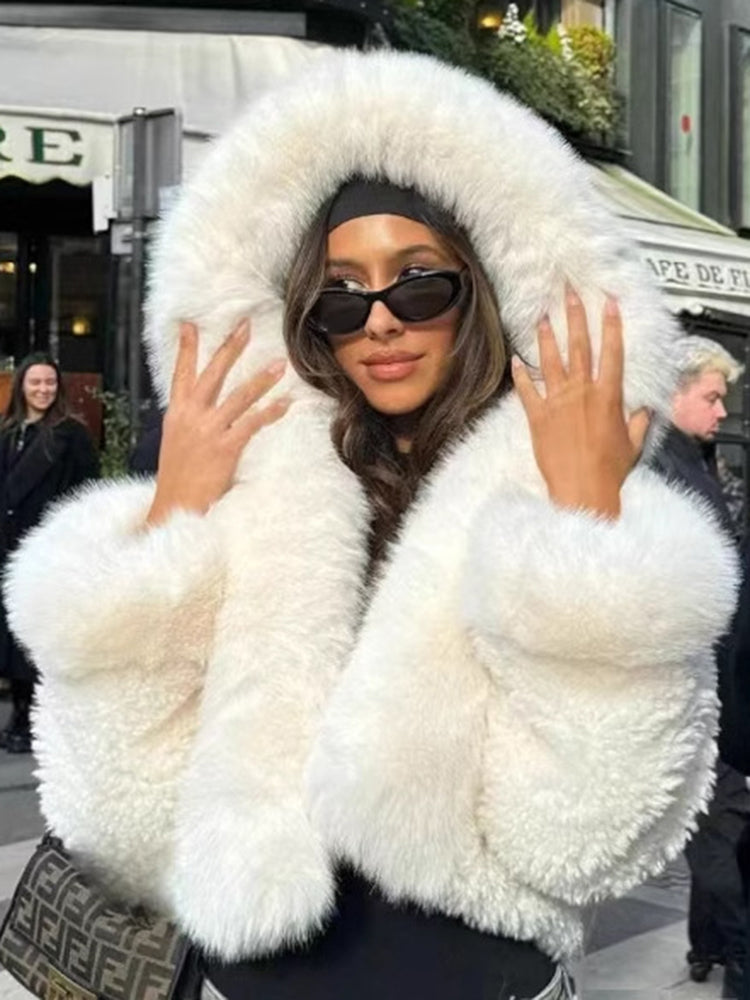 Cappotto Donna in Pelliccia Sintetica con Cappuccio | Caldo ed Elegante per Inverno TIAMUSE Outwear