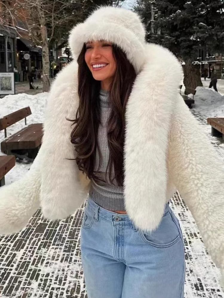 Cappotto Donna in Pelliccia Sintetica con Cappuccio | Caldo ed Elegante per Inverno TIAMUSE Outwear