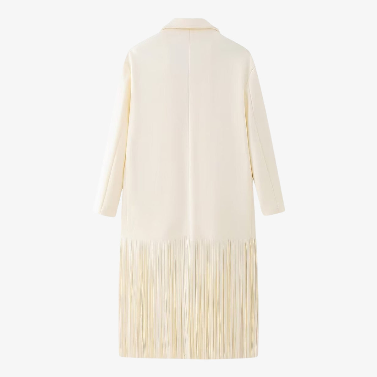 Cappotto Elegante in Bianco crema con Dettaglio Frange TIAMUSE Outwear