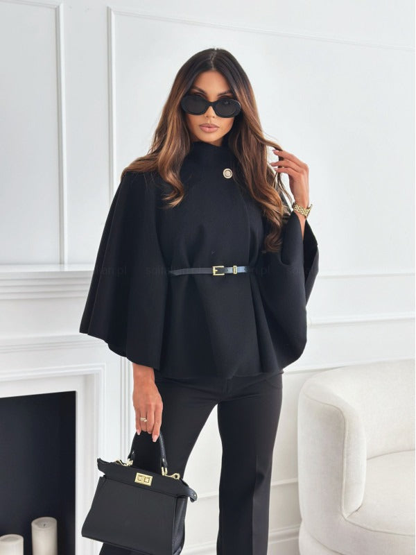 Cappotto Mantella Elegante da Donna con Dettaglio Collo Alto Raffinato | Gabrieli TIAMUSE Outwear
