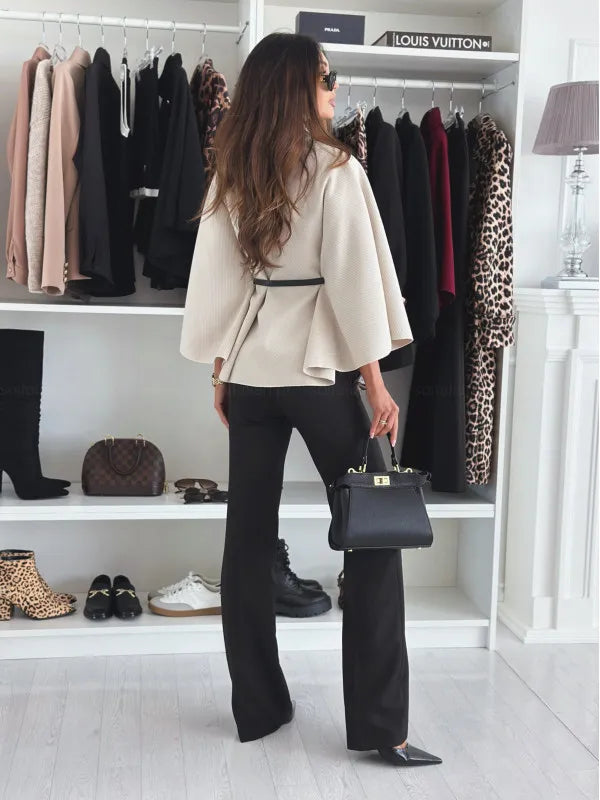 Cappotto Mantella Elegante da Donna con Dettaglio Collo Alto Raffinato | Gabrieli TIAMUSE Outwear
