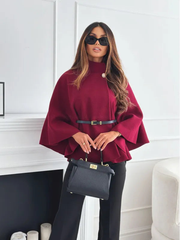 Cappotto Mantella Elegante da Donna con Dettaglio Collo Alto Raffinato | Gabrieli TIAMUSE Outwear