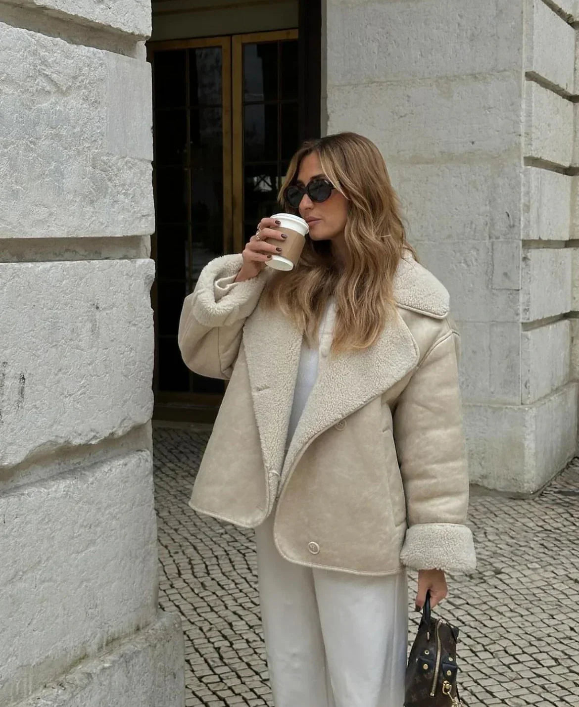 Cappotto Montone Donna | Dettagli in Ecopelle, Caldo Invernale TIAMUSE Outwear
