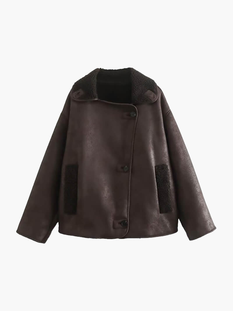 Cappotto Montone Donna | Dettagli in Ecopelle, Caldo Invernale TIAMUSE Outwear