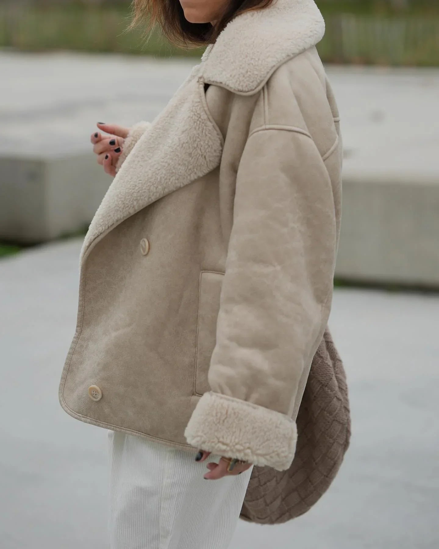 Cappotto Montone Donna | Dettagli in Ecopelle, Caldo Invernale TIAMUSE Outwear