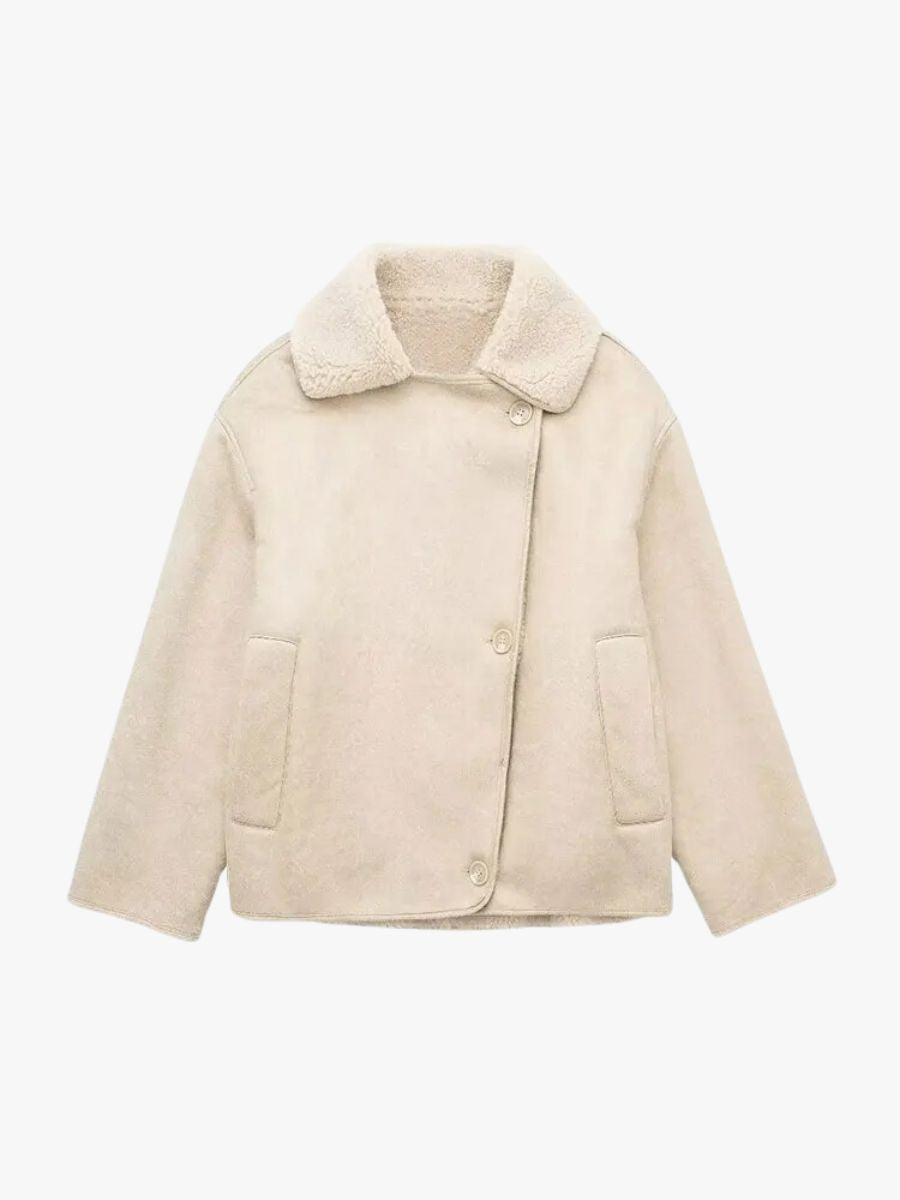 Cappotto Montone Donna | Dettagli in Ecopelle, Caldo Invernale TIAMUSE Outwear
