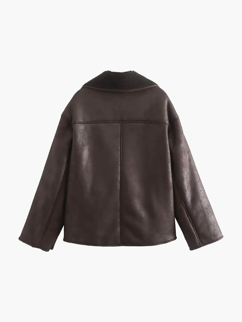 Cappotto Montone Donna | Dettagli in Ecopelle, Caldo Invernale TIAMUSE Outwear