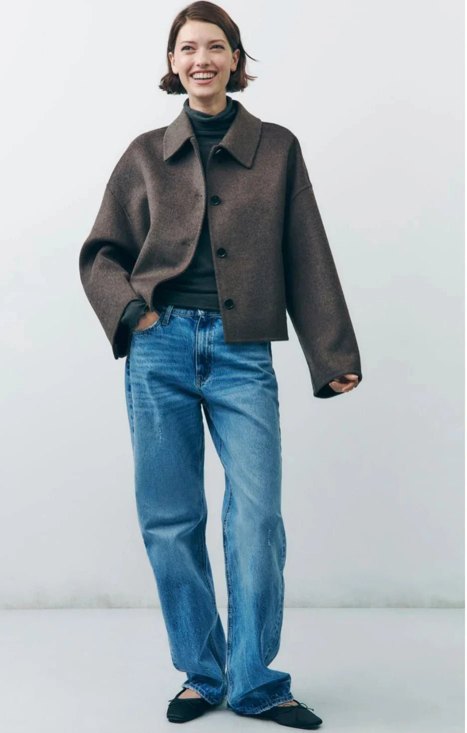 Cappotto Oversize da Donna – Elegante Сappotto Сorto con Bottoni TIAMUSE Outwear