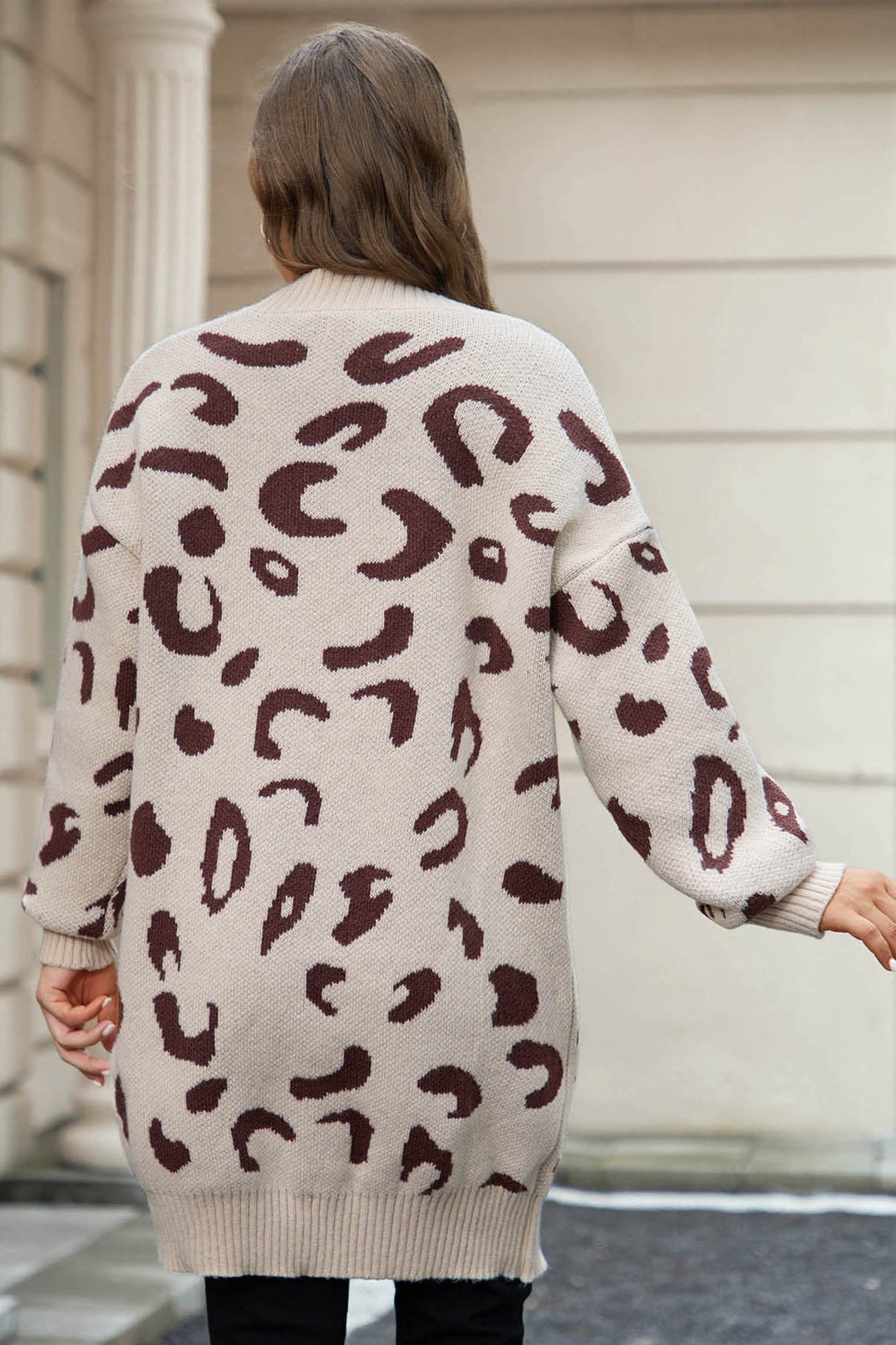 Cardigan Donna Loose Fit con Stampa Leopardata | Maglia Lunga con Bottoni TIAMUSE Cardigan